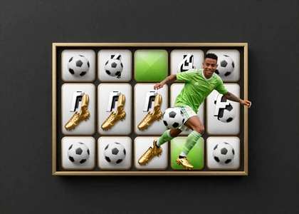 Fu&szlig;ball-Slot mit goldenen Schuhen im Ronaldinho-Stil aus der Goalzz-Kategorie von Golazzo