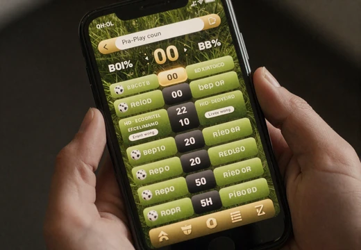 Smartphone zeigt Live-Wettschein zu einem Fu&szlig;ballspiel mit Lime-Gold-UI im Golazzo Sportsbook