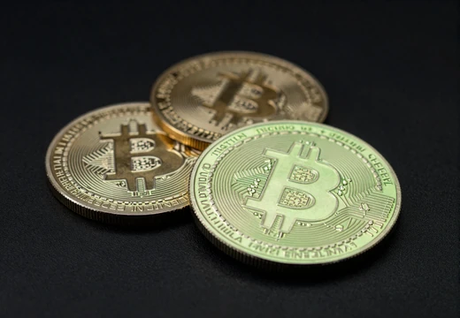 Leuchtende Bitcoin- und Ethereum-M&uuml;nzen auf dunkler Fl&auml;che mit Lime-Glow f&uuml;r Krypto-Zahlungen im Golazzo Casino