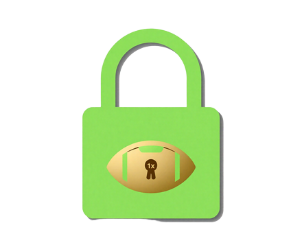Lime-Entsperr-Symbol &uuml;ber goldenem Fu&szlig;ball mit 1x-Badge f&uuml;r den Golazzo Rollover-Vorteil